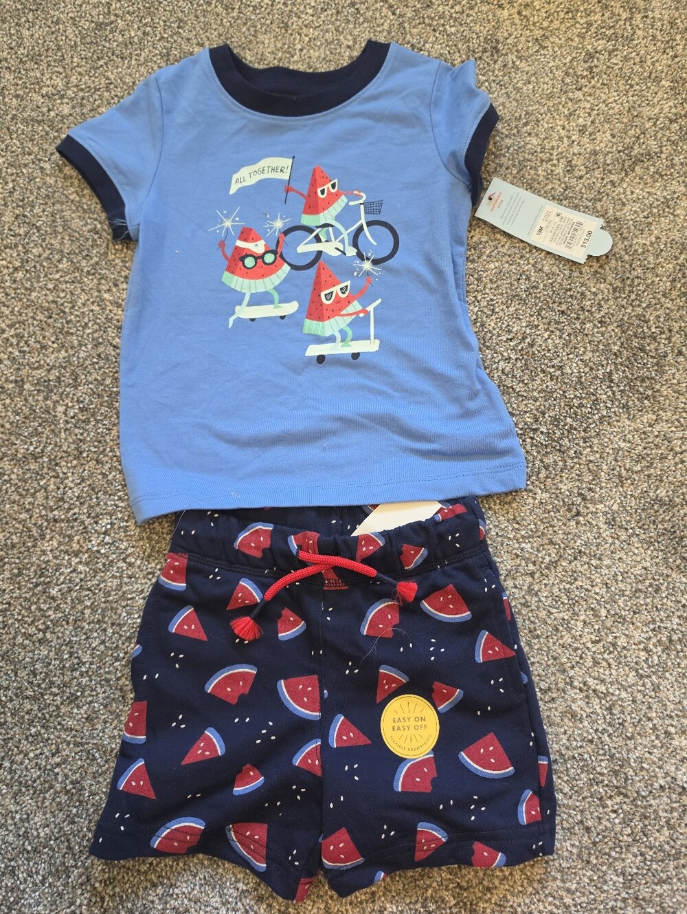 Blue Watermelon Kids Set - Short Sleeve Top & Shorts